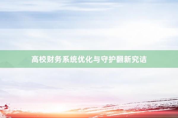 高校财务系统优化与守护翻新究诘